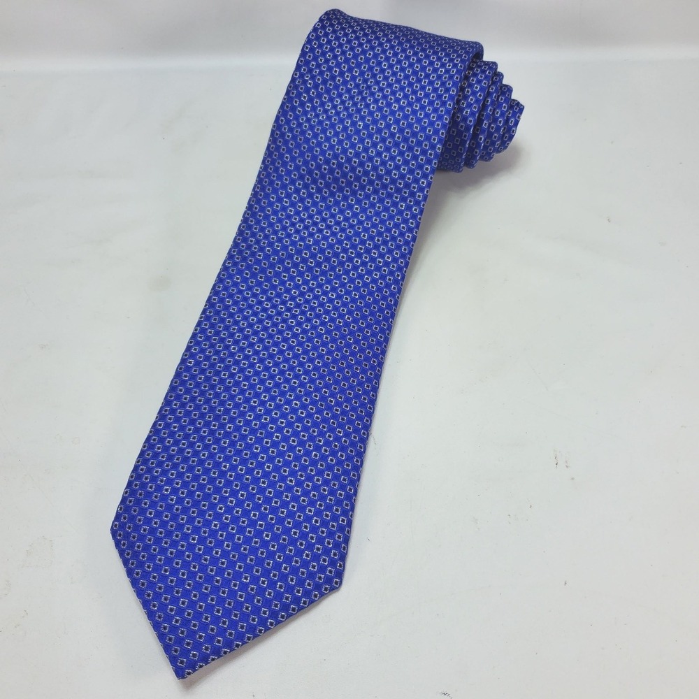Donald J. Trump Necktie Mens OS Blue Geometric Silk Lurex Signature Collection